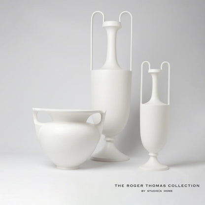 Global Views Elongated Grecian Small Matte White Amphora