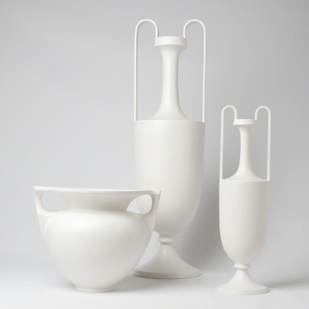 Global Views Elongated Grecian Small Matte White Amphora