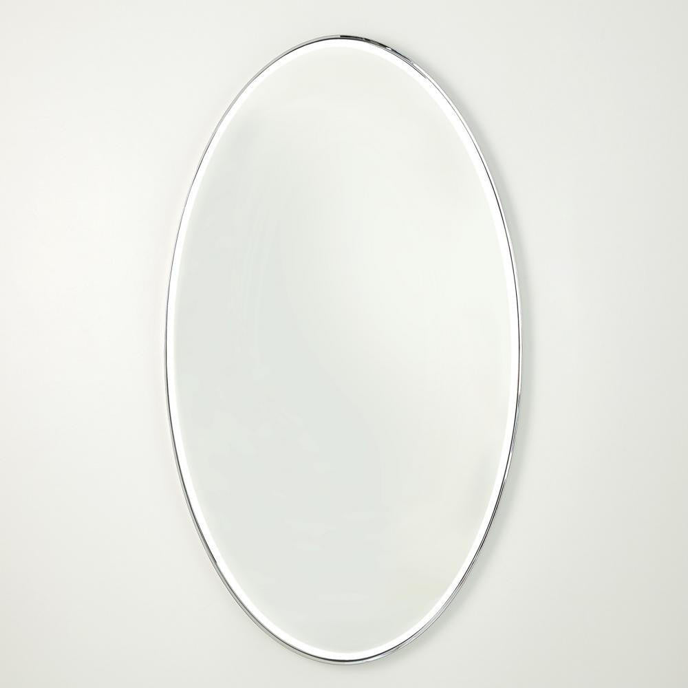 Global Views Elongated Oval Large Nickel Mirror