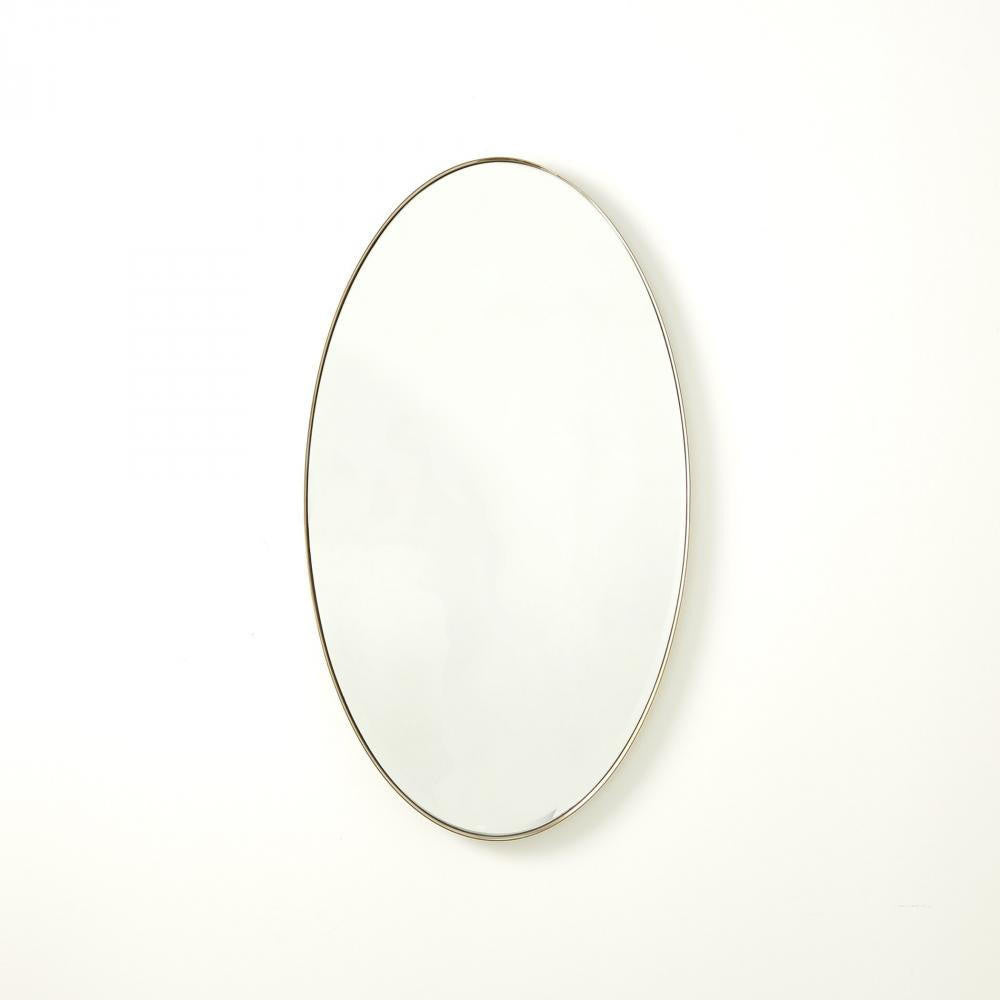 Global Views Elongated Small Oval Nickel Mirror