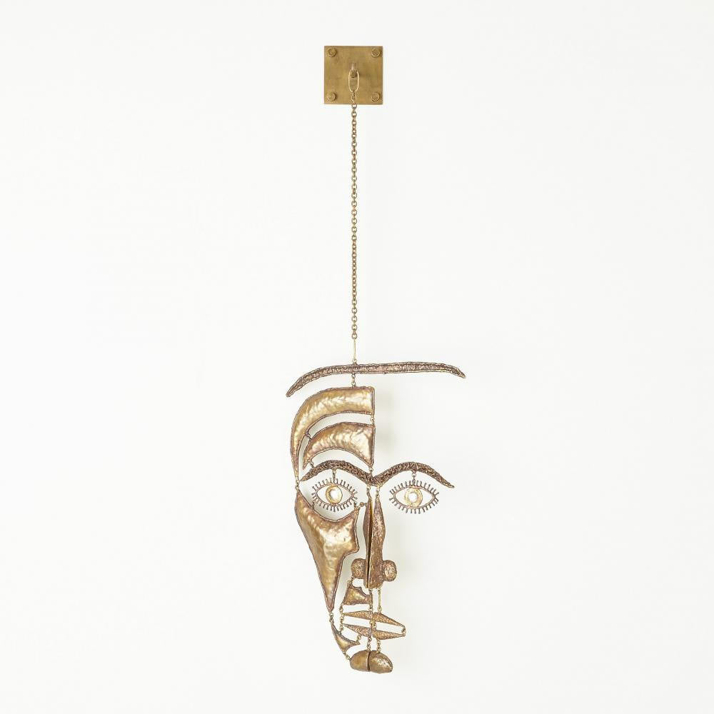 Global Views Face Mobile Stainless Steel Brass Hanging Sculpture