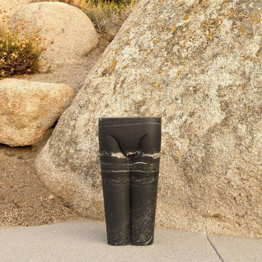 Global Views Femme Black Marble Stool