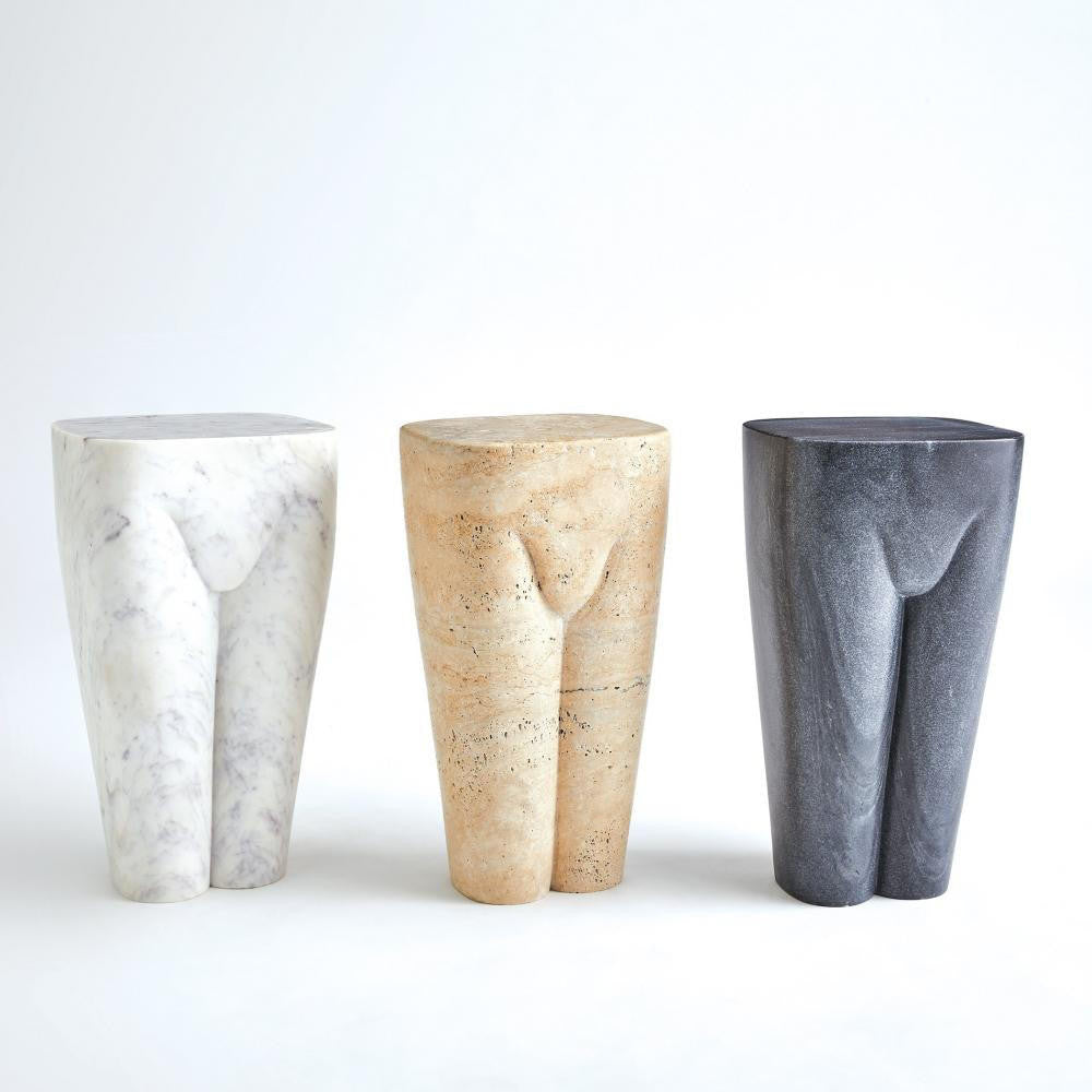 Global Views Femme Black Marble Stool