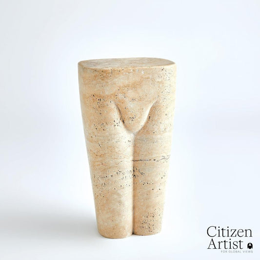 Global Views Femme Travertine Stool