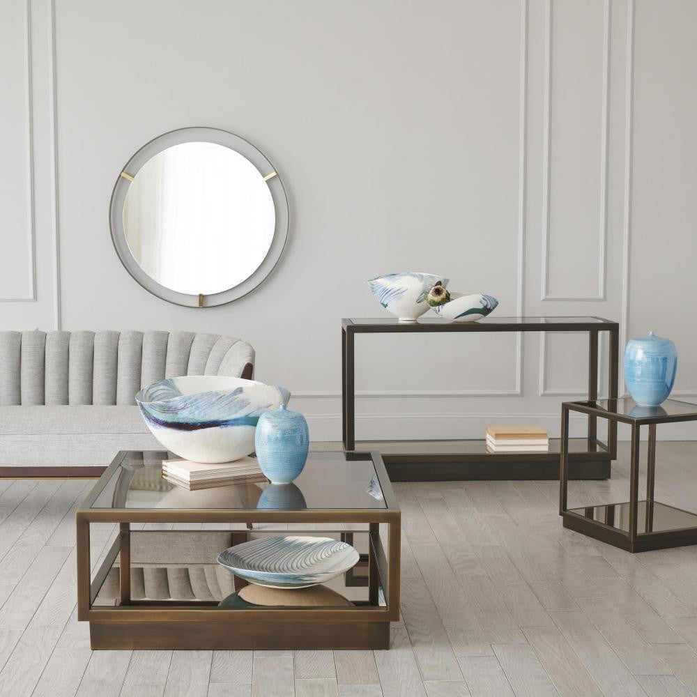 Global Views Floating Natural Iron Rim Mirror Nickel Clips