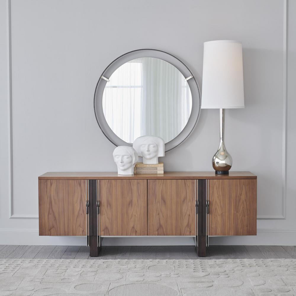Global Views Floating Natural Iron Rim Mirror Nickel Clips