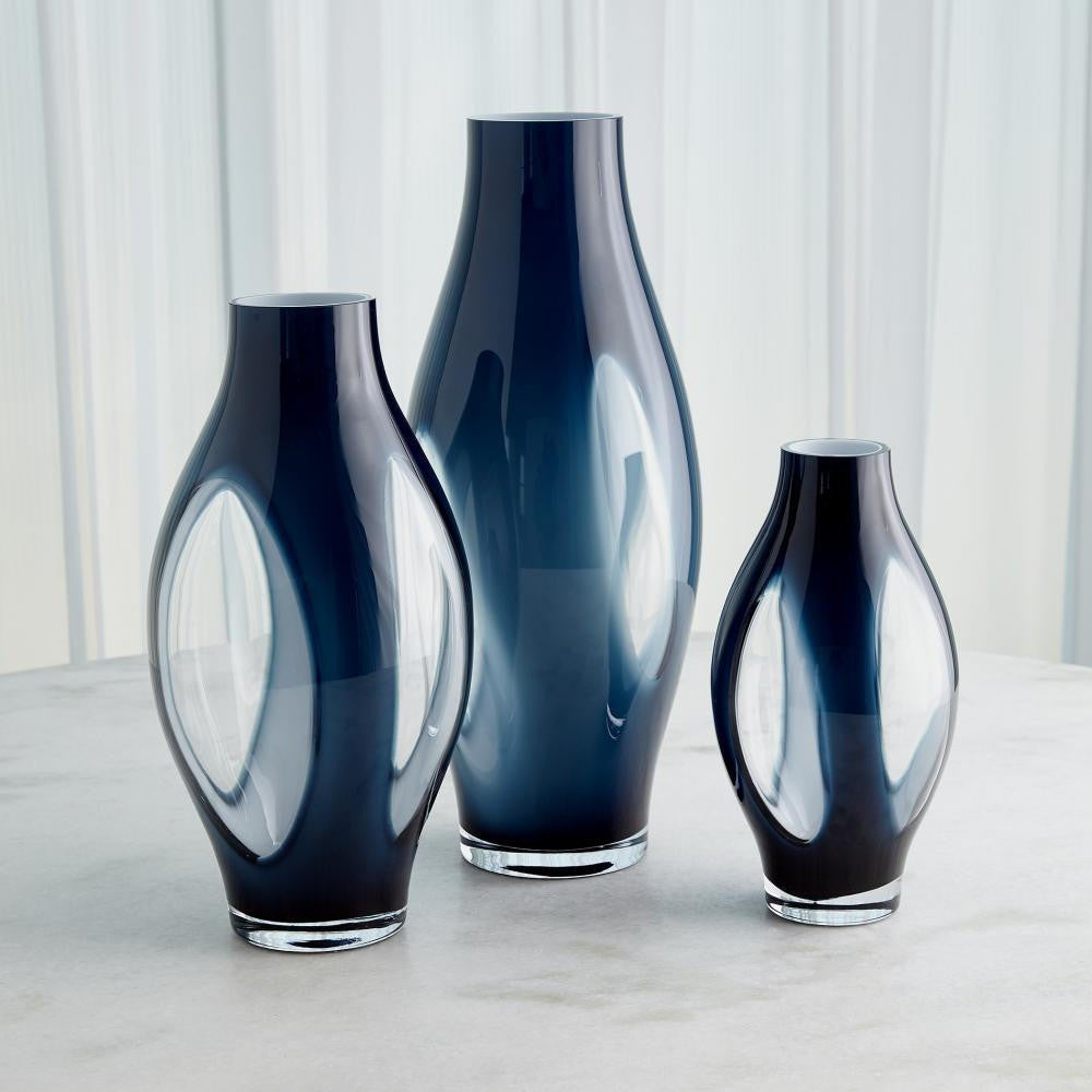 Global Views Fly Through Large Night Blue Vase