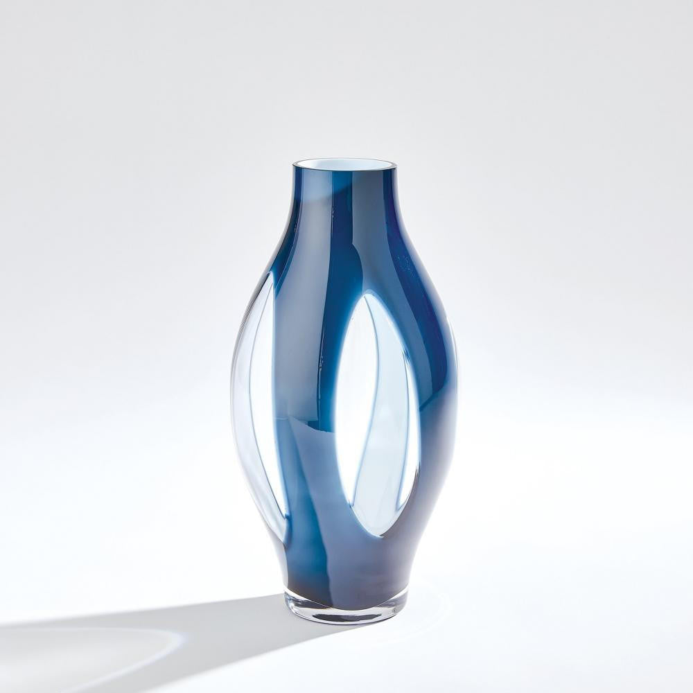 Global Views Fly Through Medium Night Blue Vase