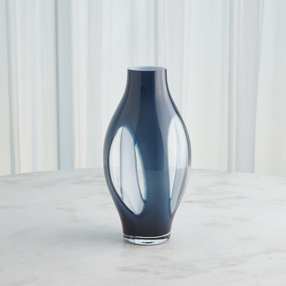 Global Views Fly Through Medium Night Blue Vase
