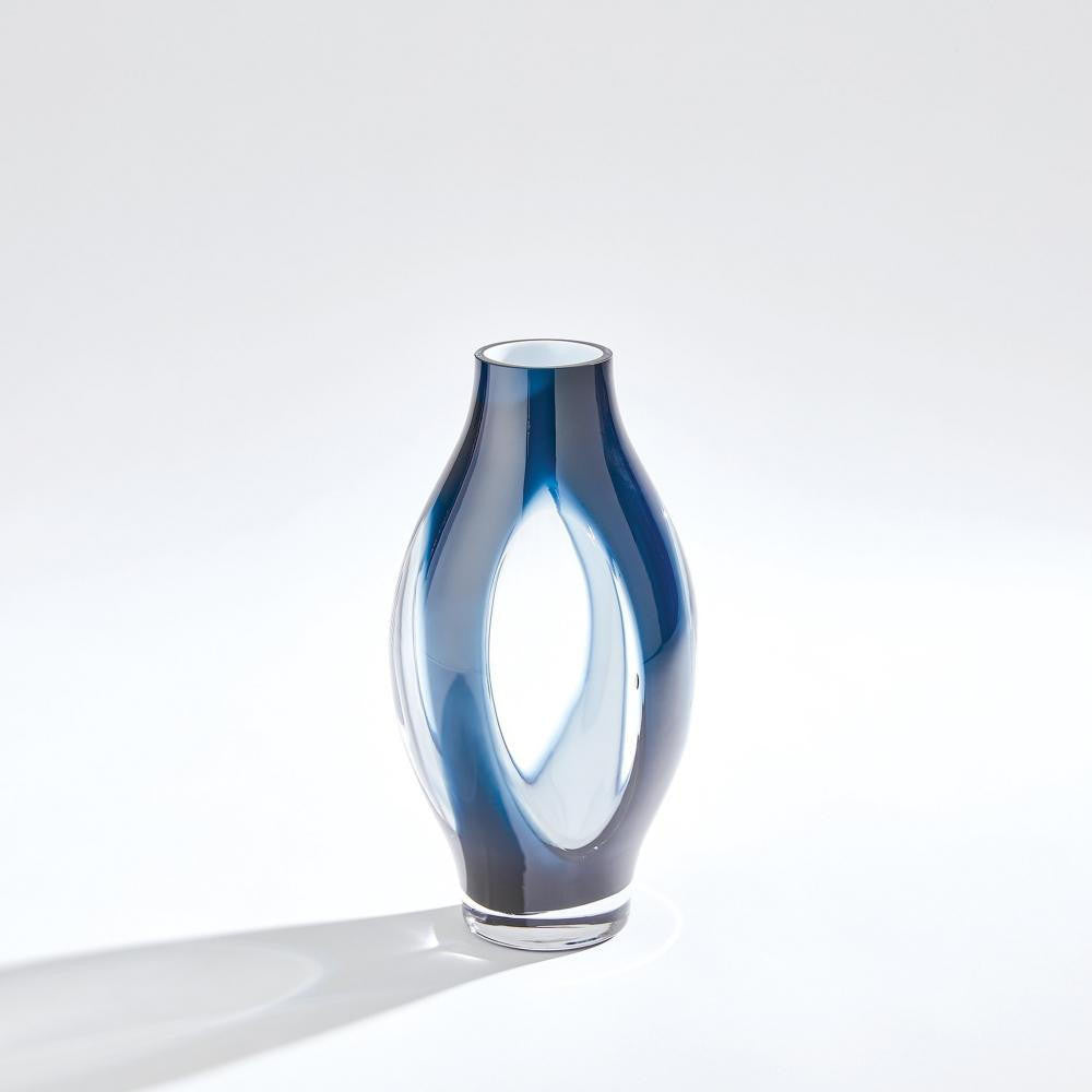Global Views Fly Through Small Night Blue Vase