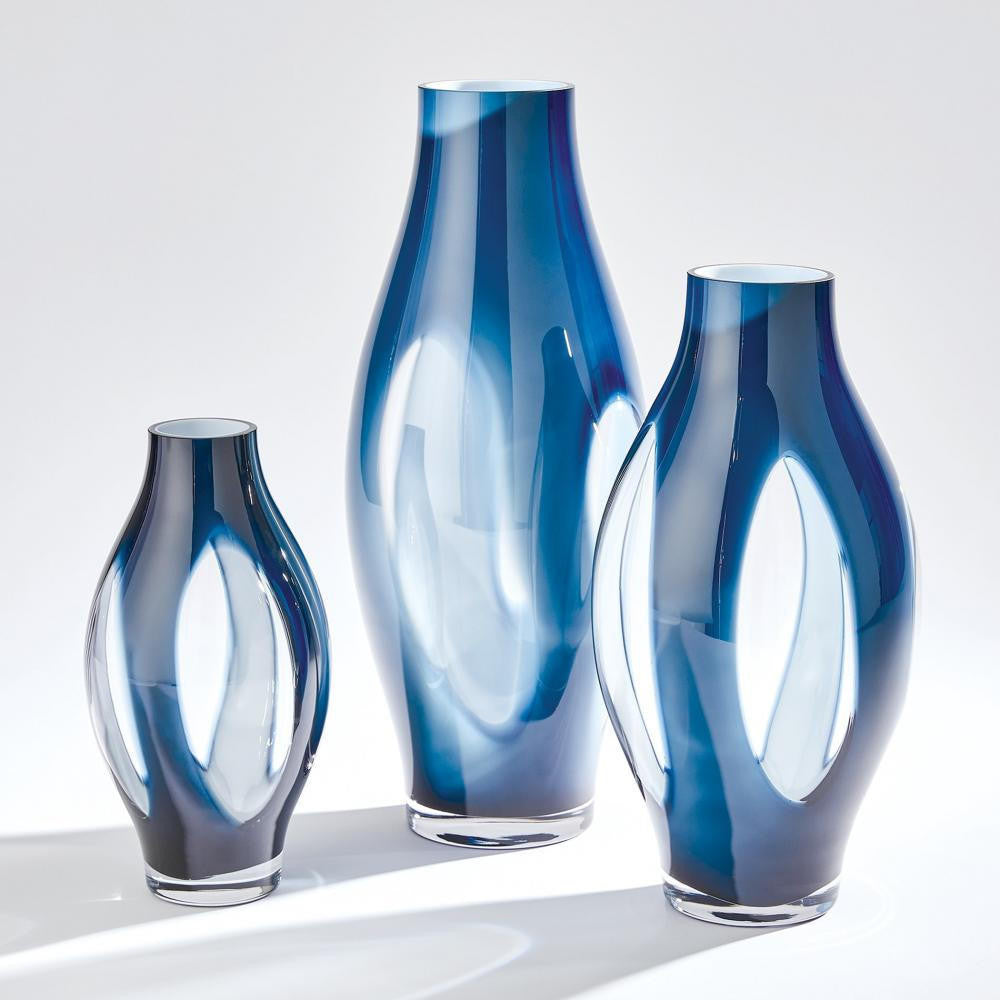 Global Views Fly Through Small Night Blue Vase