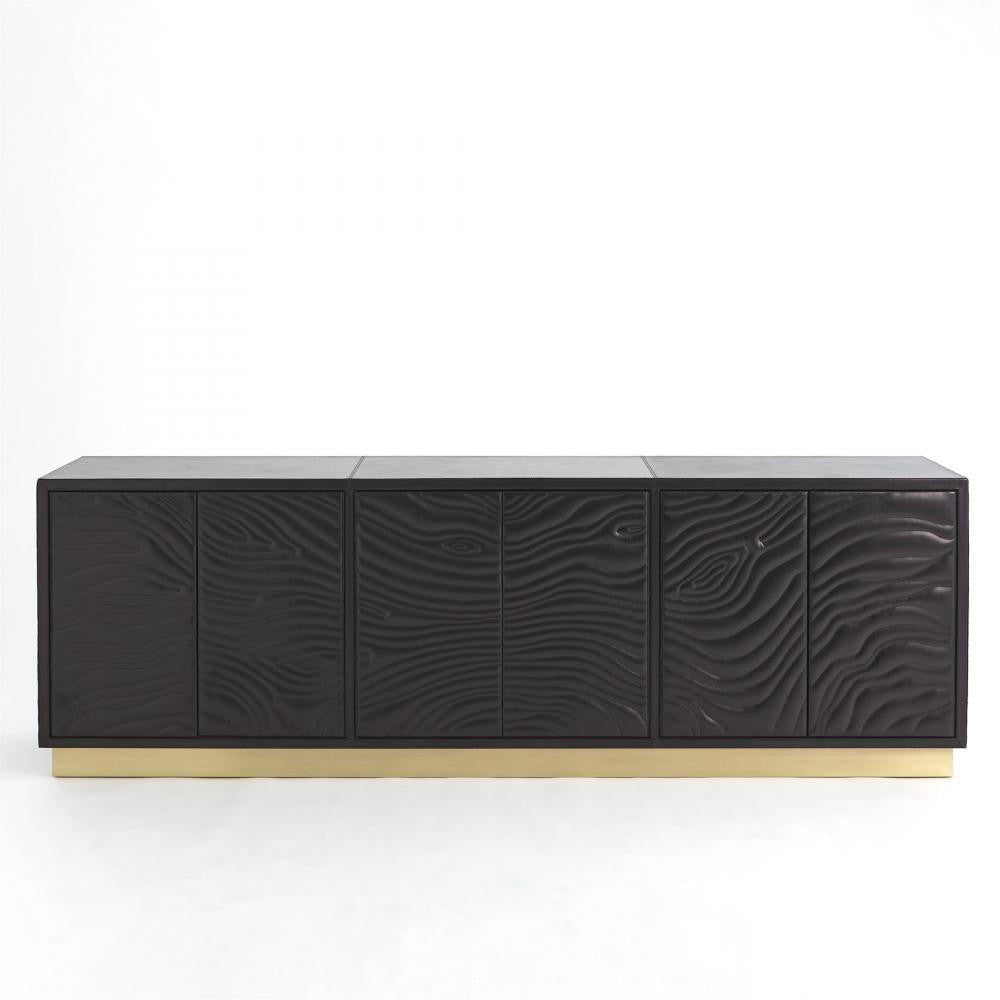 Global Views Forest Charcoal Leather Long Cabinet