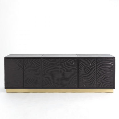 Global Views Forest Charcoal Leather Long Cabinet