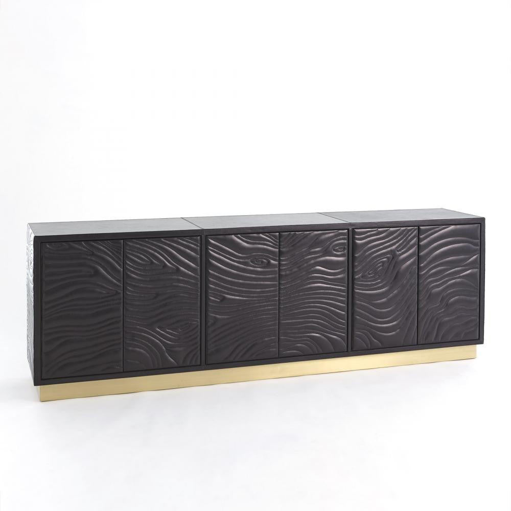 Global Views Forest Charcoal Leather Long Cabinet