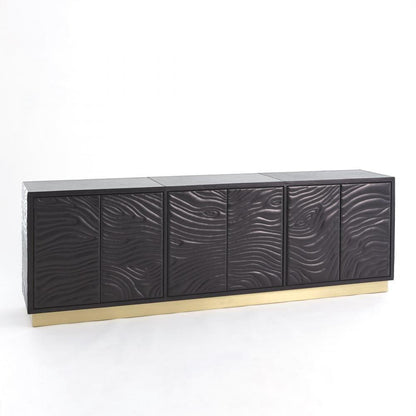 Global Views Forest Charcoal Leather Long Cabinet