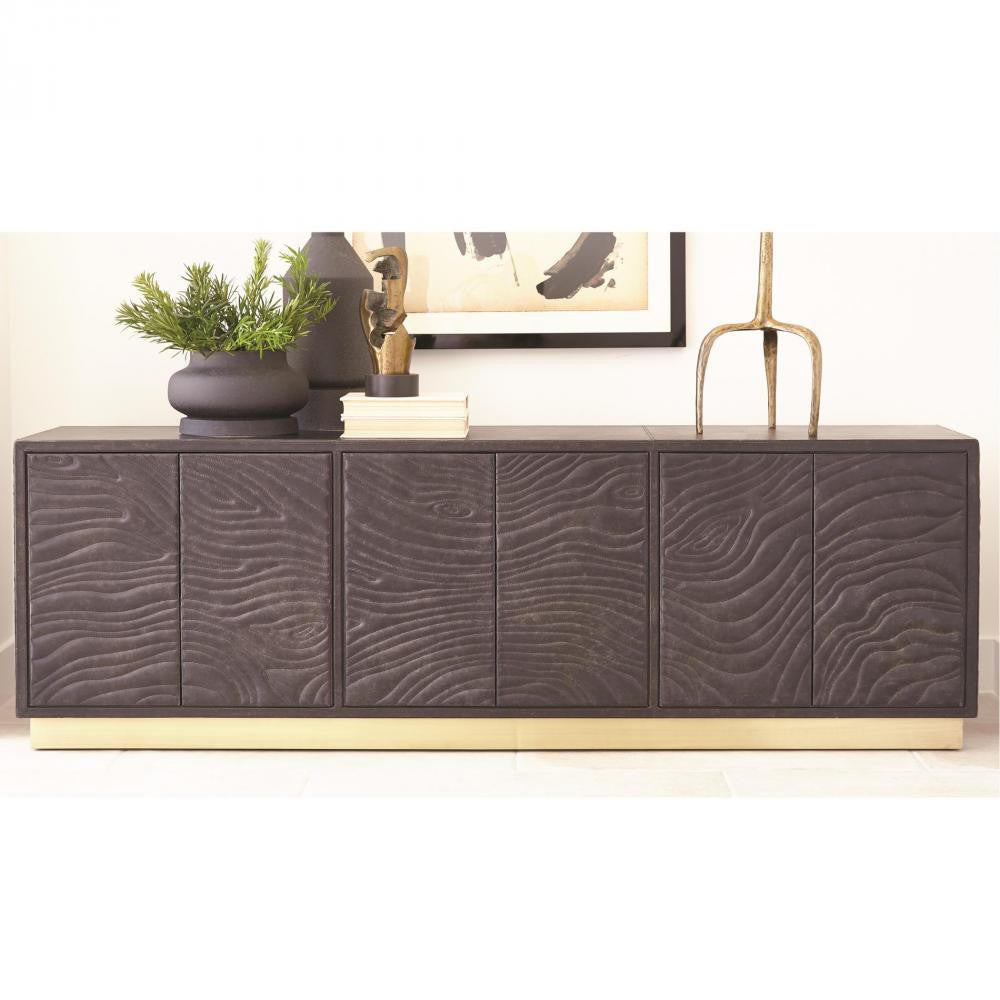 Global Views Forest Charcoal Leather Long Cabinet