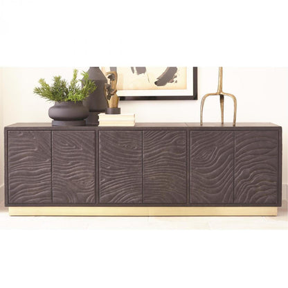 Global Views Forest Charcoal Leather Long Cabinet