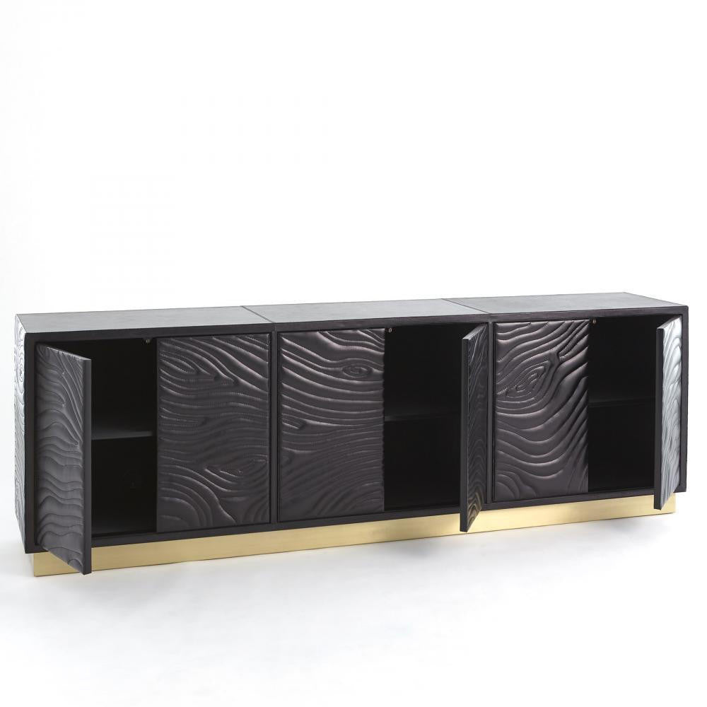 Global Views Forest Charcoal Leather Long Cabinet
