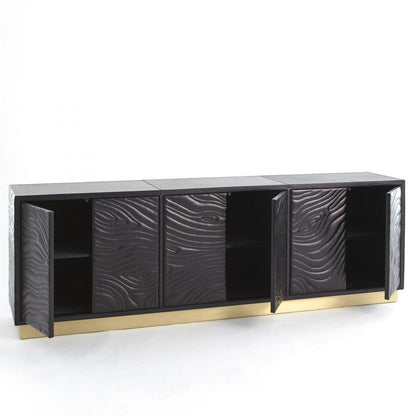 Global Views Forest Charcoal Leather Long Cabinet