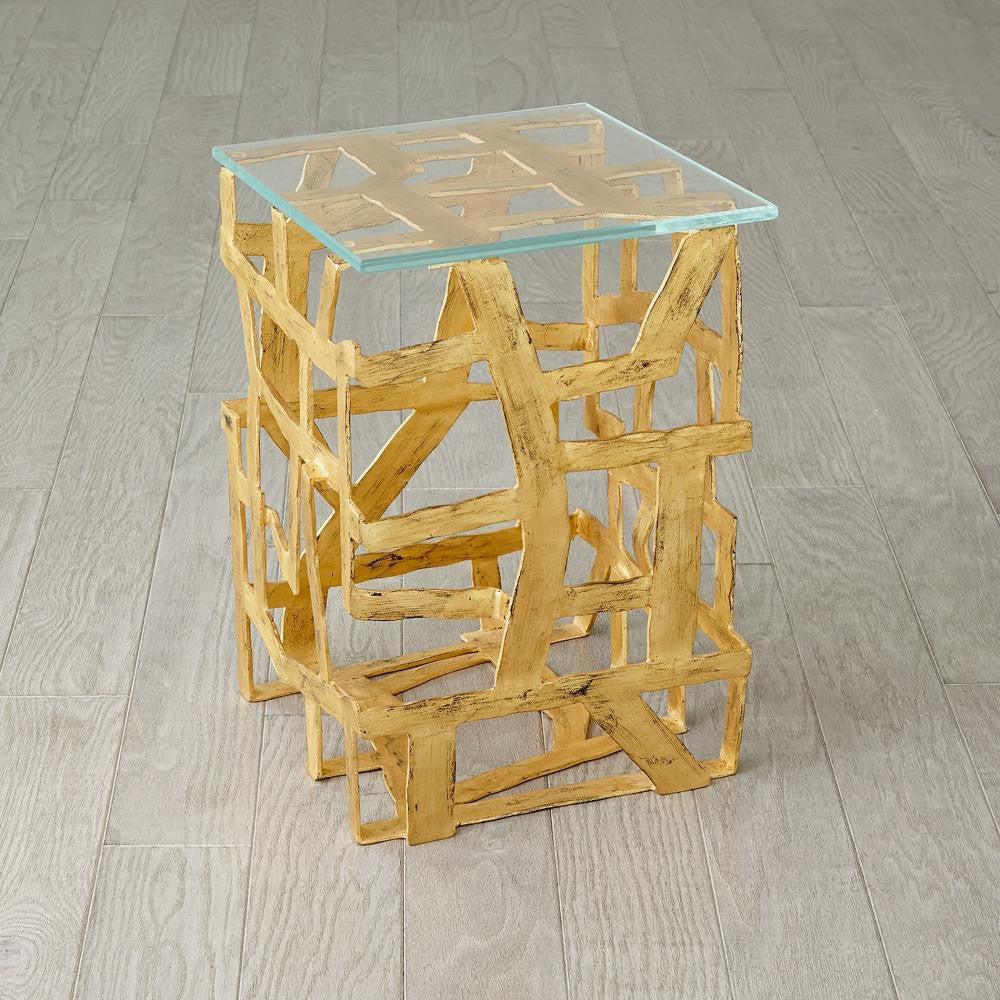 Global Views Fragments Gold Leaf End Table