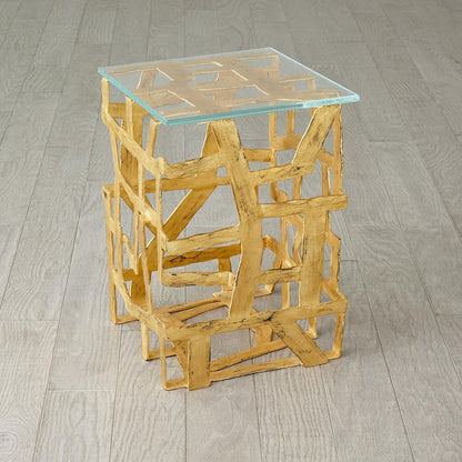 Global Views Fragments Gold Leaf End Table