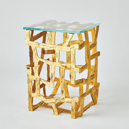 Global Views Fragments Gold Leaf End Table