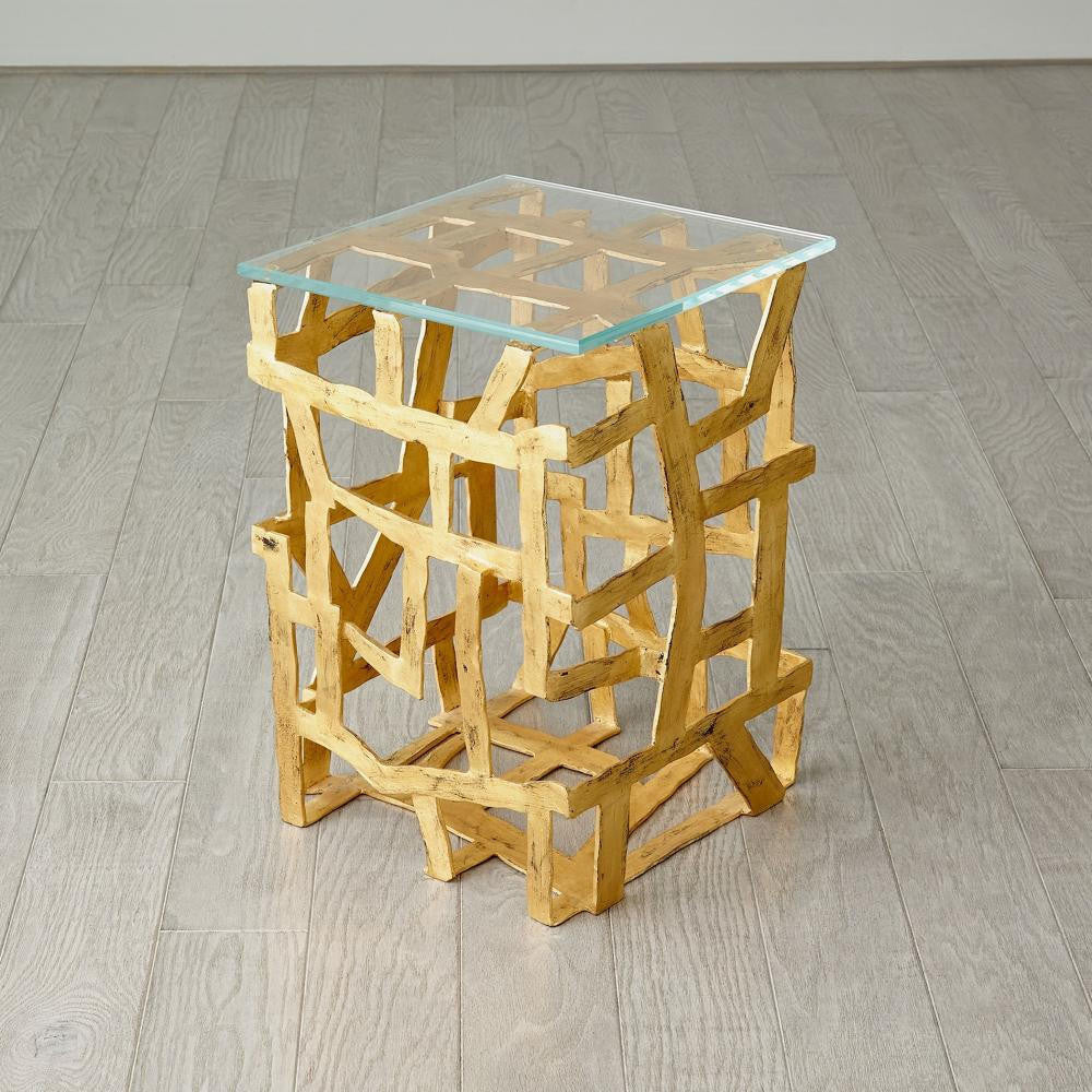 Global Views Fragments Gold Leaf End Table