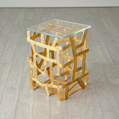 Global Views Fragments Gold Leaf End Table