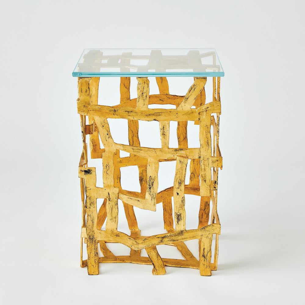 Global Views Fragments Gold Leaf End Table