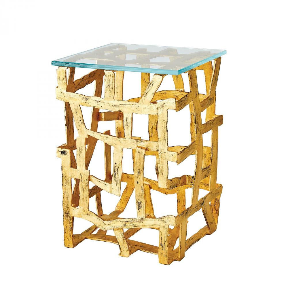 Global Views Fragments Gold Leaf End Table