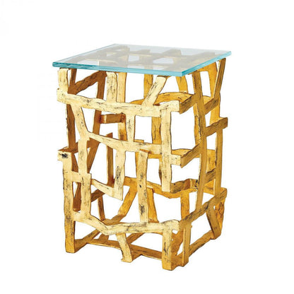 Global Views Fragments Gold Leaf End Table