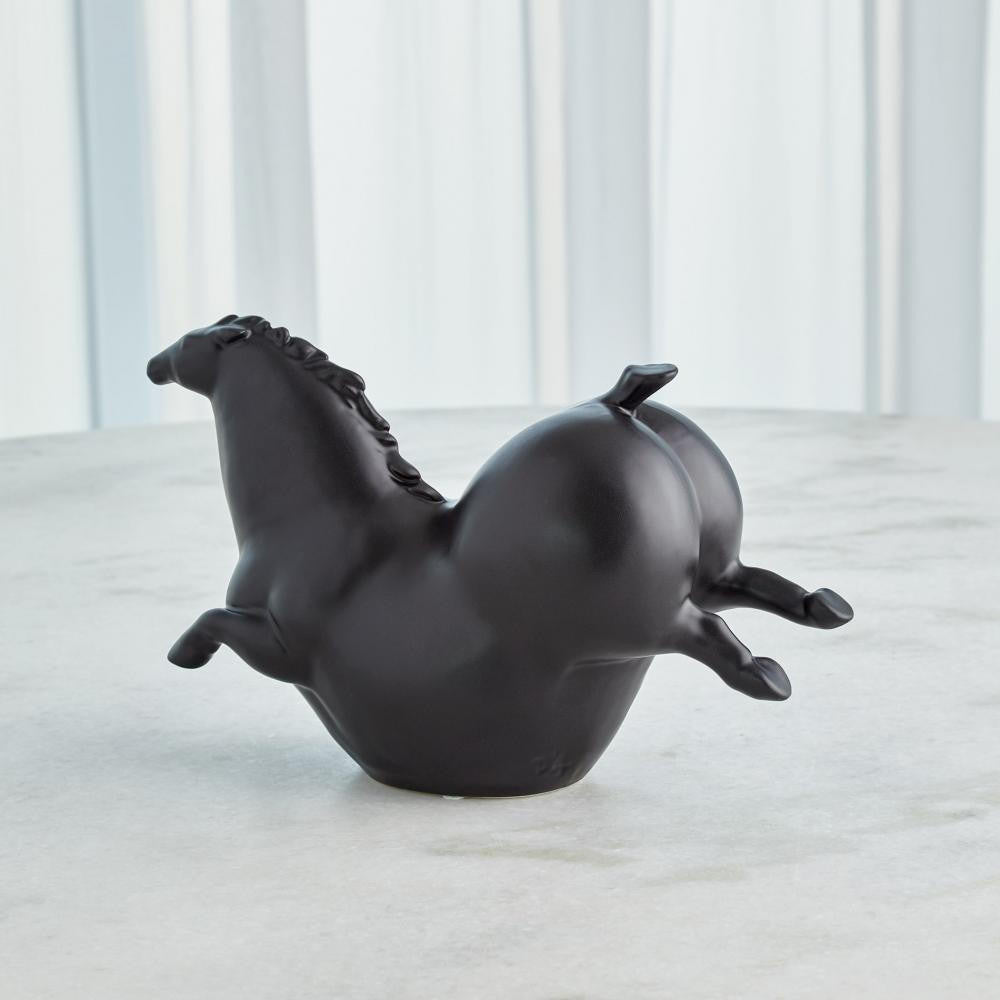 Global Views Friesian Horse Matte Black Sculpture