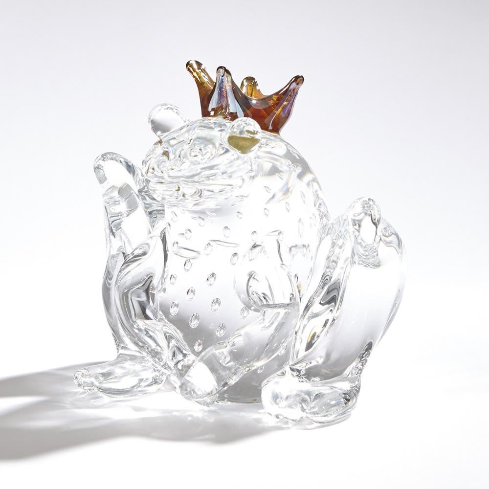 Global Views Frog Prince Clear with Bubbles Sculpture