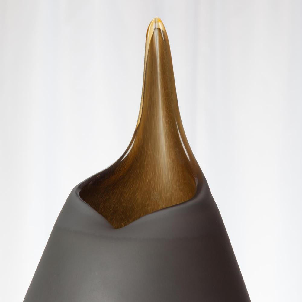 Global Views Frosted Small Grey Vase with Amber Casing
