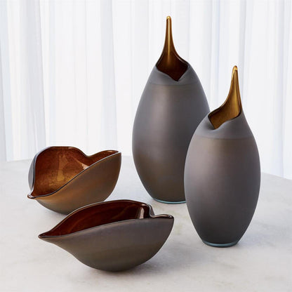 Global Views Frosted Small Grey Vase with Amber Casing