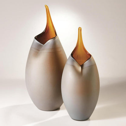 Global Views Frosted Small Grey Vase with Amber Casing