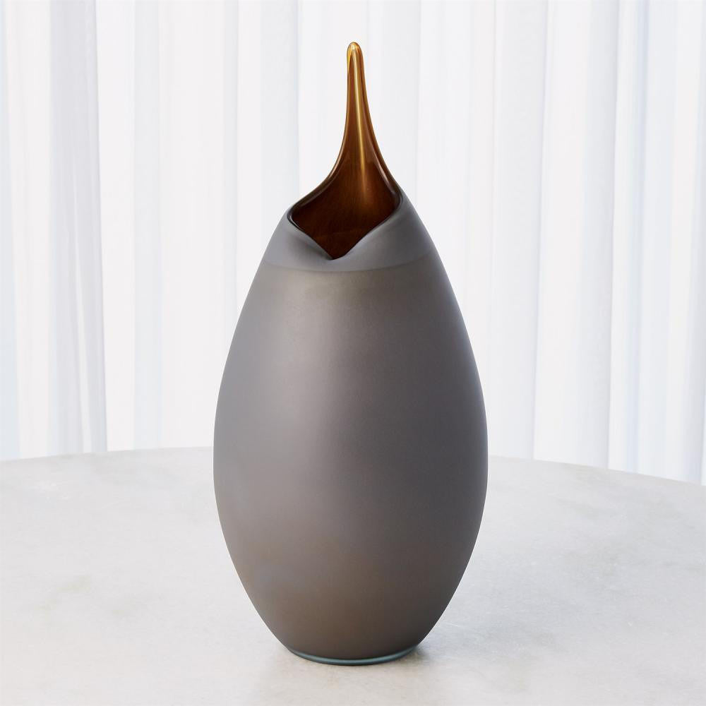 Global Views Frosted Small Grey Vase with Amber Casing