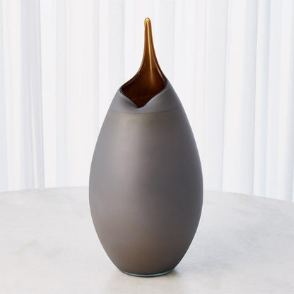 Global Views Frosted Small Grey Vase with Amber Casing