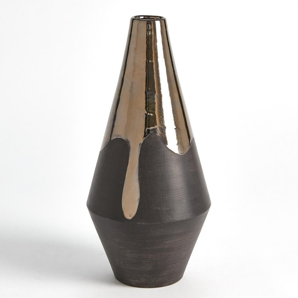 Global Views Gilded Dip Large Vase Platinum Bottom