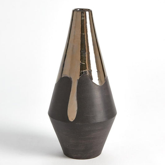Global Views Gilded Dip Large Vase Platinum Bottom