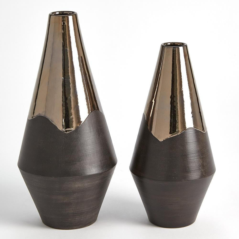 Global Views Gilded Dip Large Vase Platinum Bottom