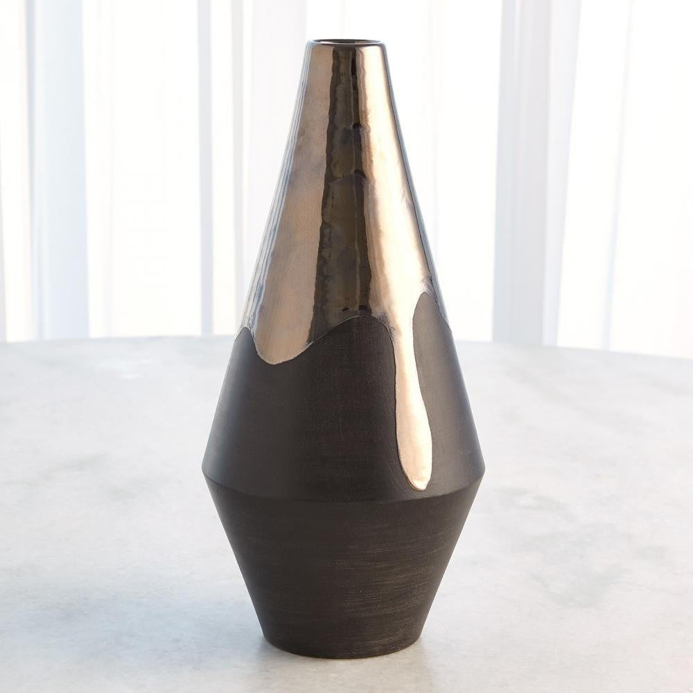 Global Views Gilded Dip Large Vase Platinum Bottom