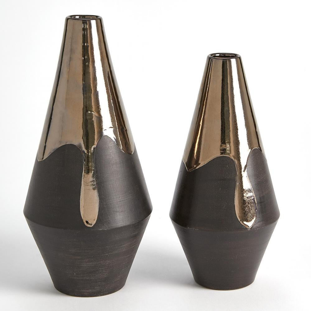 Global Views Gilded Dip Large Vase Platinum Bottom