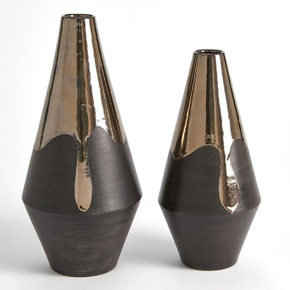 Global Views Gilded Dip Large Vase Platinum Bottom