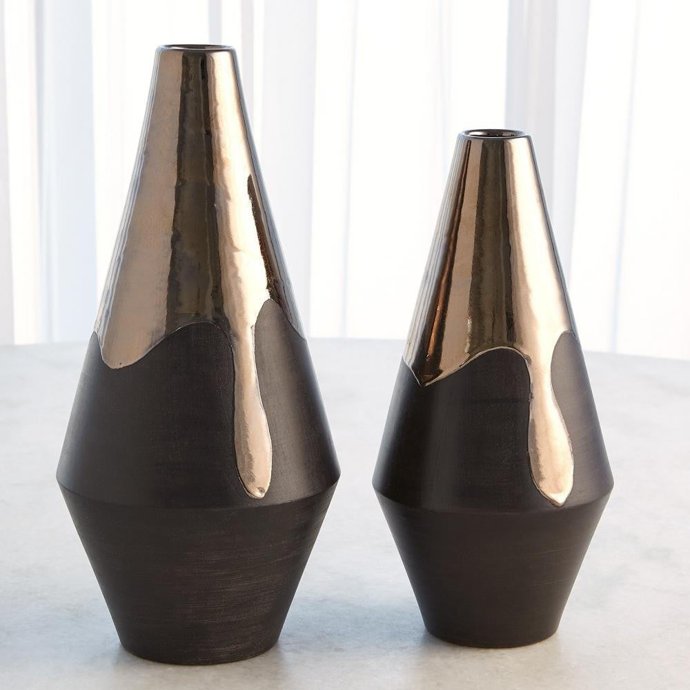 Global Views Gilded Dip Large Vase Platinum Bottom
