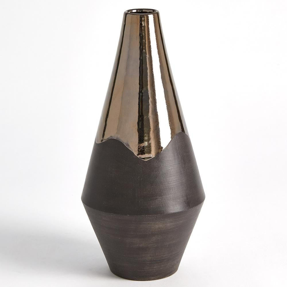 Global Views Gilded Dip Large Vase Platinum Bottom