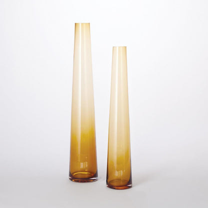 Global Views Glass Tower Small Amber Vase