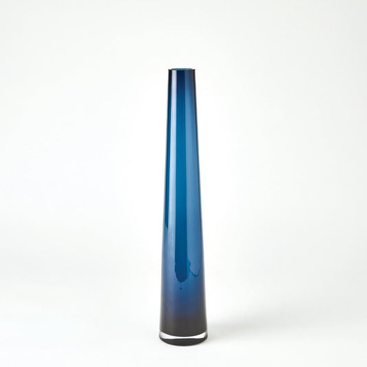Global Views Glass Tower Small Blue Vase