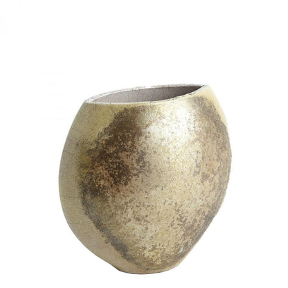 Global Views Golden Raku Flat Round Vase