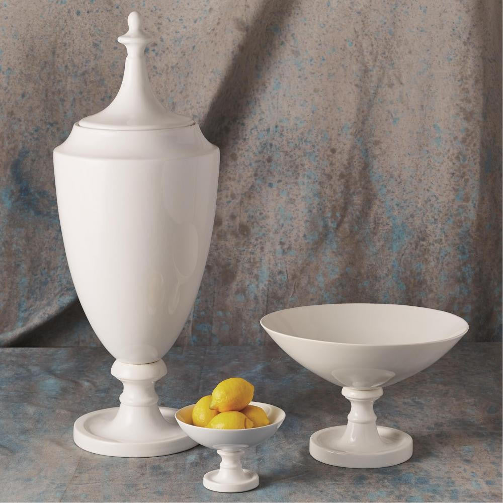 Global Views Grande White Urn with Lid